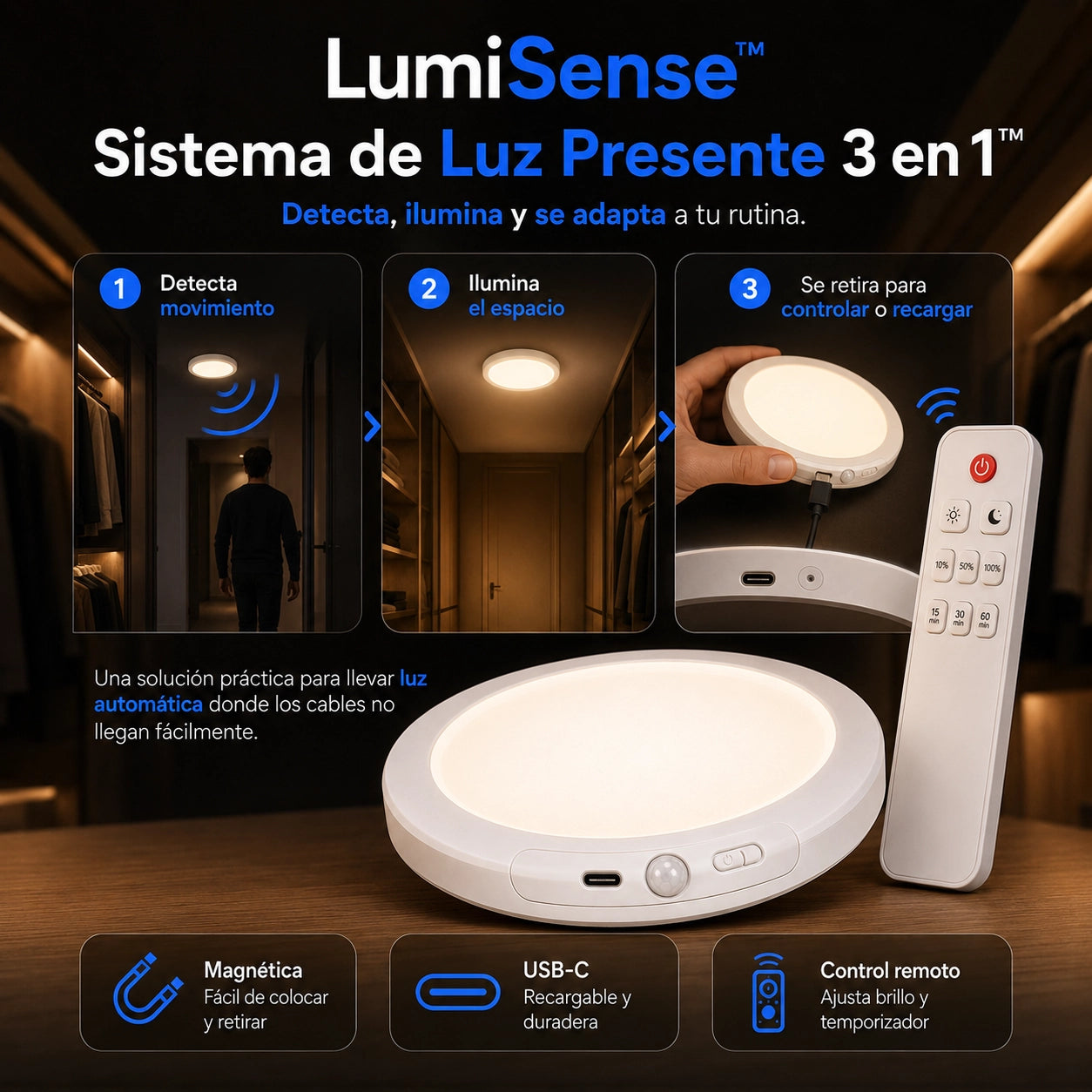 LumiSense™- La luz que aparece justo cuando la necesitas.